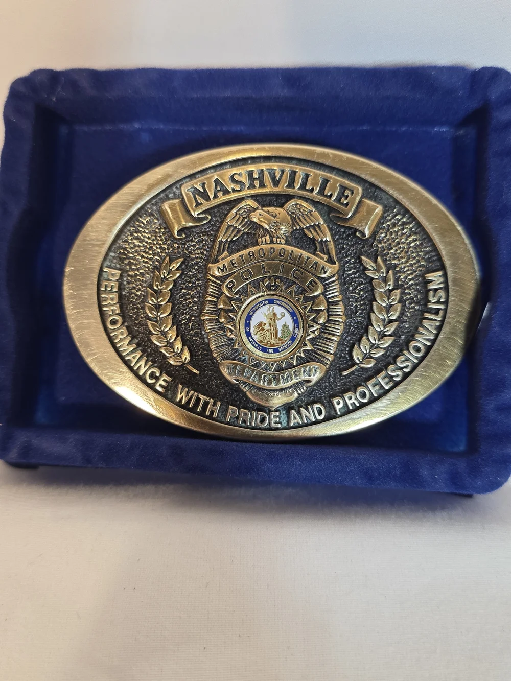 Vintage Nashville Police Belt Buckle 1986 IACP 93rd Conference Solid Brass TBW